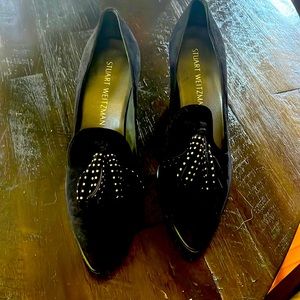 Stuart Weitzman Black suede block heel